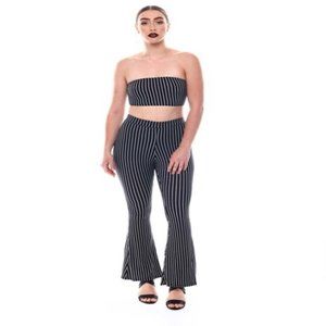 2pc Pin Stripe Tube Top w/Pin Stripe Pants Set, [Brand New]